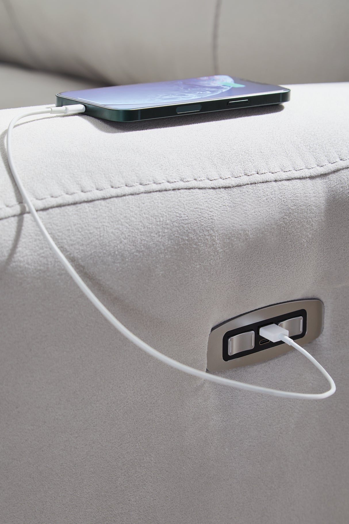 Social Pointe Pearl/Ash 2-Piece Reclining Loveseat from Ashley - Luna Furniture