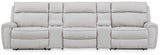 Social Pointe Pearl/Ash 5-Piece Power Reclining Sectional from Ashley Furniture - Luna Furniture