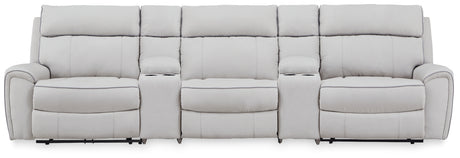 Social Pointe Pearl/Ash 5-Piece Power Reclining Sectional from Ashley Furniture - Luna Furniture
