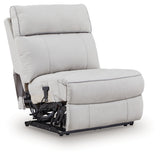 Social Pointe Pearl/Ash 5-Piece Reclining Sectional with Storage Consoles from Ashley Furniture - Luna Furniture