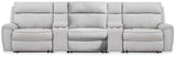 Social Pointe Pearl/Ash 5-Piece Reclining Sectional with Storage Consoles from Ashley Furniture - Luna Furniture