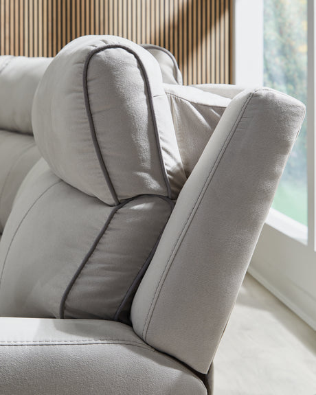 Social Pointe Pearl/Ash 6-Piece Power Reclining Sectional with Storage Console from Ashley - Luna Furniture