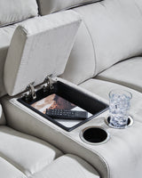 Social Pointe Pearl/Ash 6-Piece Power Reclining Sectional with Storage Console from Ashley - Luna Furniture