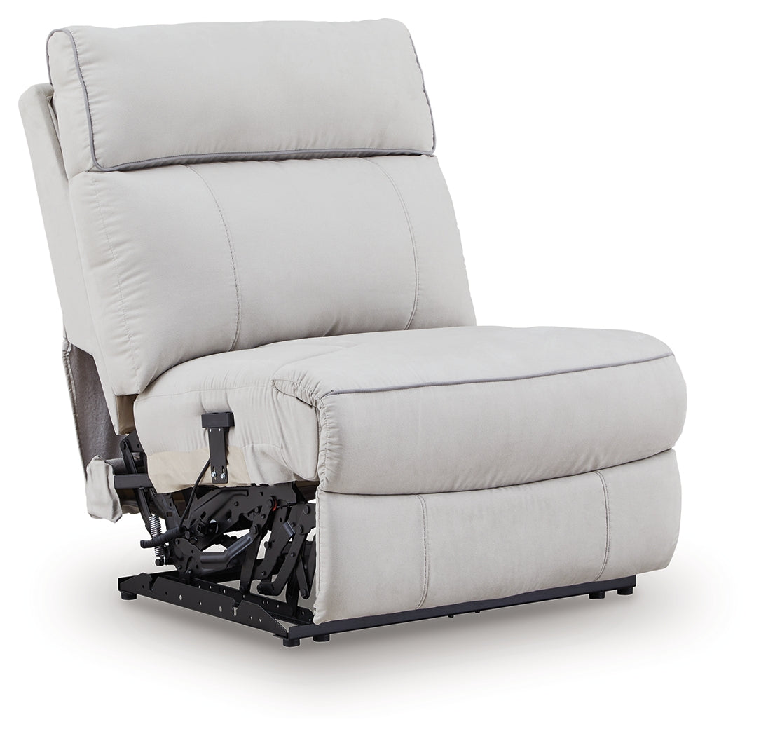 Social Pointe Pearl/Ash 7-Piece Reclining Sectional with Storage Consoles from Ashley Furniture - Luna Furniture