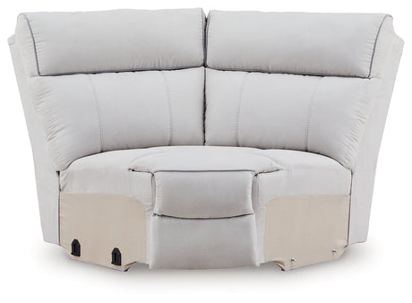Social Pointe Pearl/Ash 7-Piece Reclining Sectional with Storage Consoles from Ashley Furniture - Luna Furniture