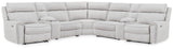 Social Pointe Pearl/Ash 7-Piece Reclining Sectional with Storage Consoles from Ashley Furniture - Luna Furniture