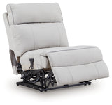 Social Pointe Pearl/Ash 7-Piece Reclining Sectional with Storage Consoles from Ashley Furniture - Luna Furniture