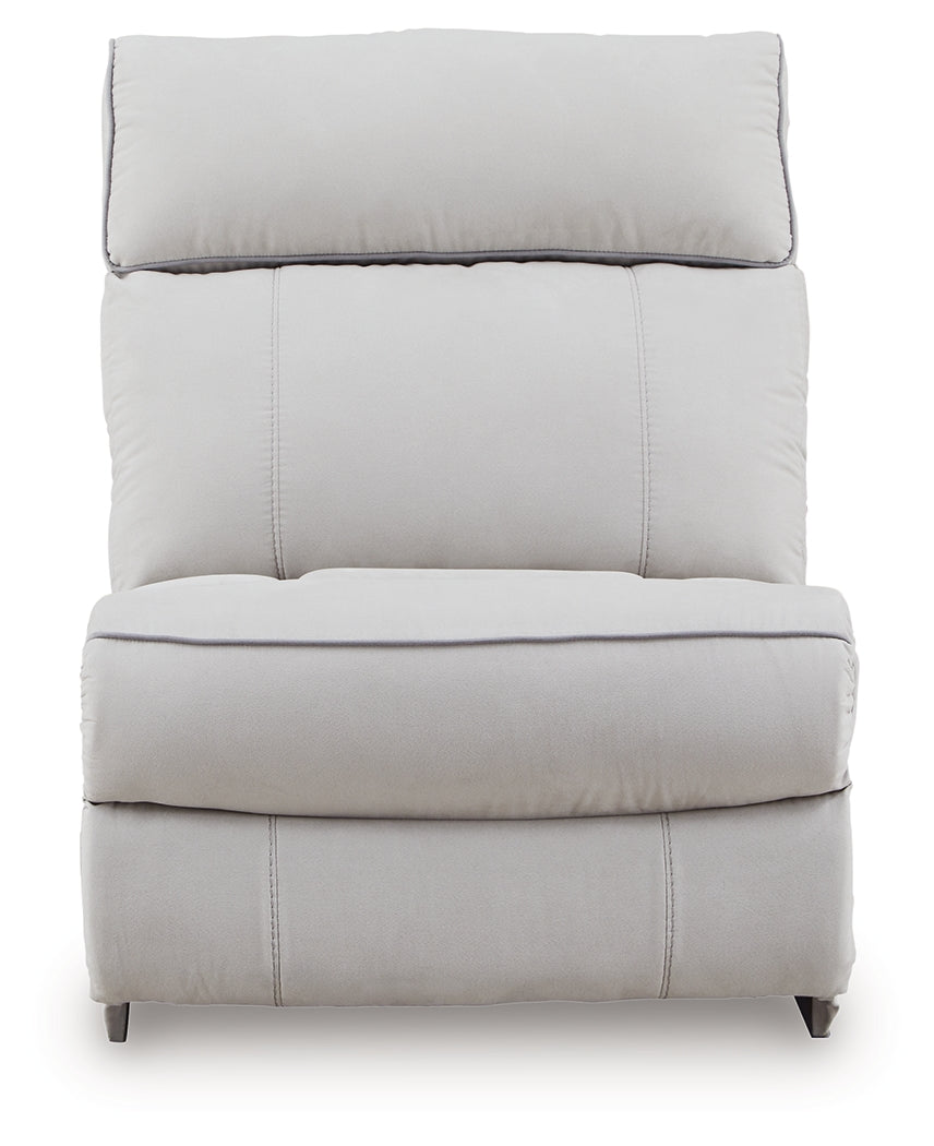 Social Pointe Pearl/Ash 7-Piece Reclining Sectional with Storage Consoles from Ashley Furniture - Luna Furniture