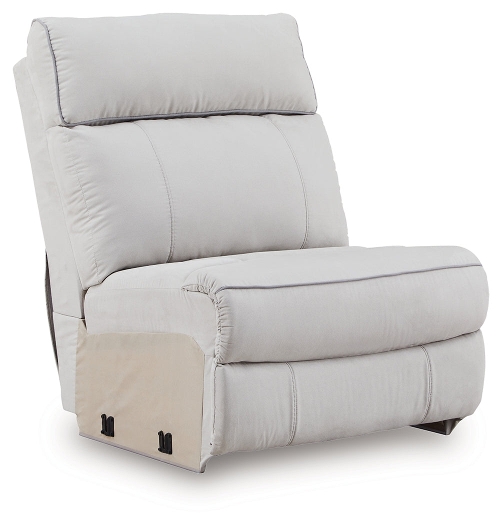 Social Pointe Pearl/Ash 7-Piece Reclining Sectional with Storage Consoles from Ashley Furniture - Luna Furniture
