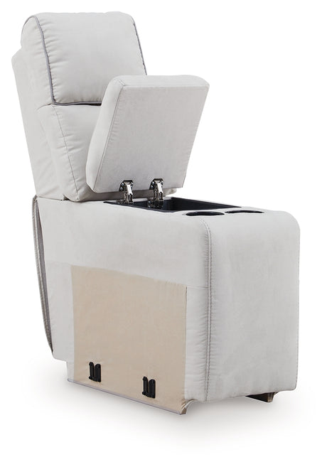 Social Pointe Pearl/Ash 7-Piece Reclining Sectional with Storage Consoles from Ashley Furniture - Luna Furniture