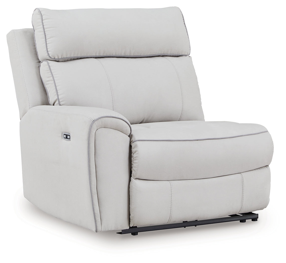 Social Pointe Pearl/Ash 7-Piece Reclining Sectional with Storage Consoles from Ashley Furniture - Luna Furniture