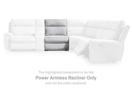 Social Pointe Pearl/Ash Power Armless Recliner from Ashley - Luna Furniture