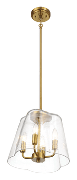 Soiree Four Candle Lights Pendant With Clear Glass - Satin Brass from Midinmod - Luna Furniture