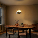 Soiree Four Candle Lights Pendant With Clear Glass - Black Finish from Ashcroft Furniture - Luna Furniture