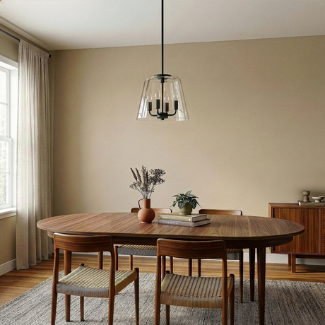 Soiree Four Candle Lights Pendant With Clear Glass - Black Finish from Ashcroft Furniture - Luna Furniture