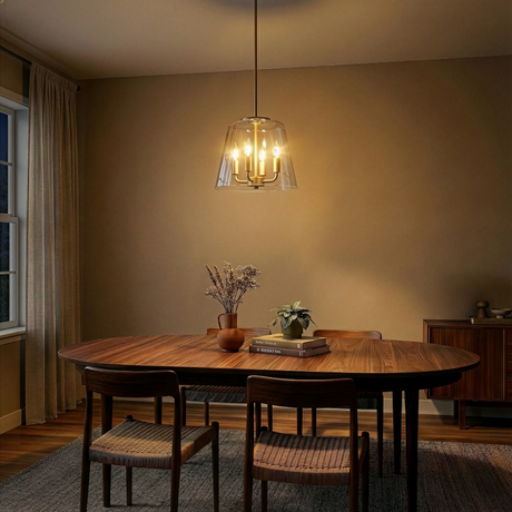 Soiree Four Candle Lights Pendant With Clear Glass - Satin Brass from Ashcroft Furniture - Luna Furniture