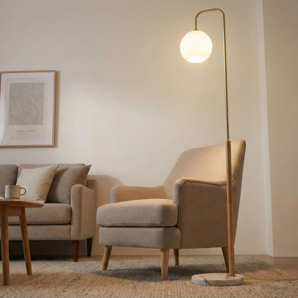 Solaris White Lampshade Floor Lamp from Ashcroft Furniture - Luna Furniture