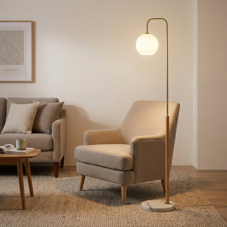 Solaris White Lampshade Floor Lamp from Ashcroft Furniture - Luna Furniture