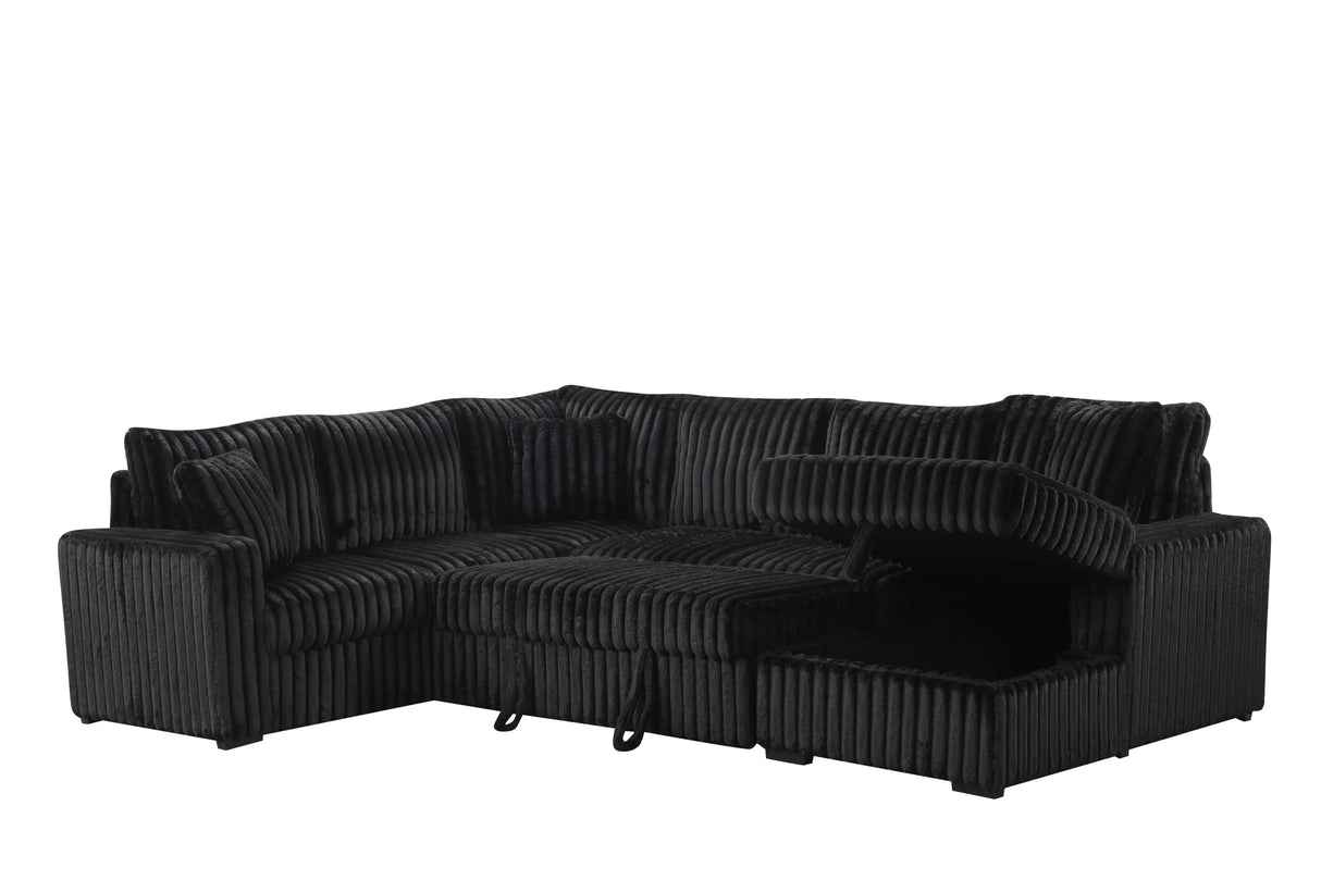 Sonic Black Sectional With Pull-Out Bed from Happy Homes - Luna Furniture