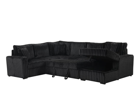 Sonic Black Sectional With Pull-Out Bed from Happy Homes - Luna Furniture