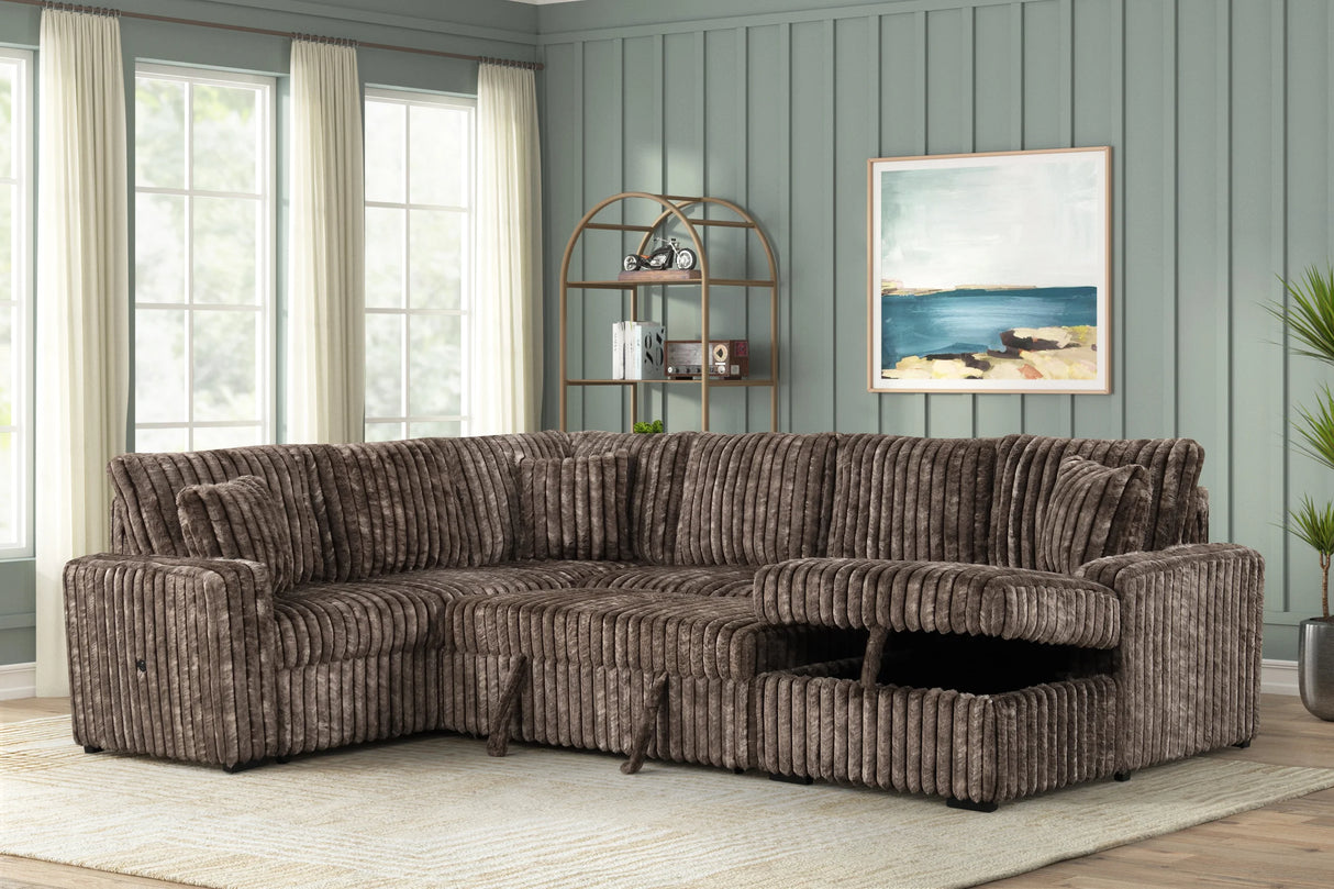 Sonic Brown Sectional With Pull-Out Bed from Happy Homes - Luna Furniture
