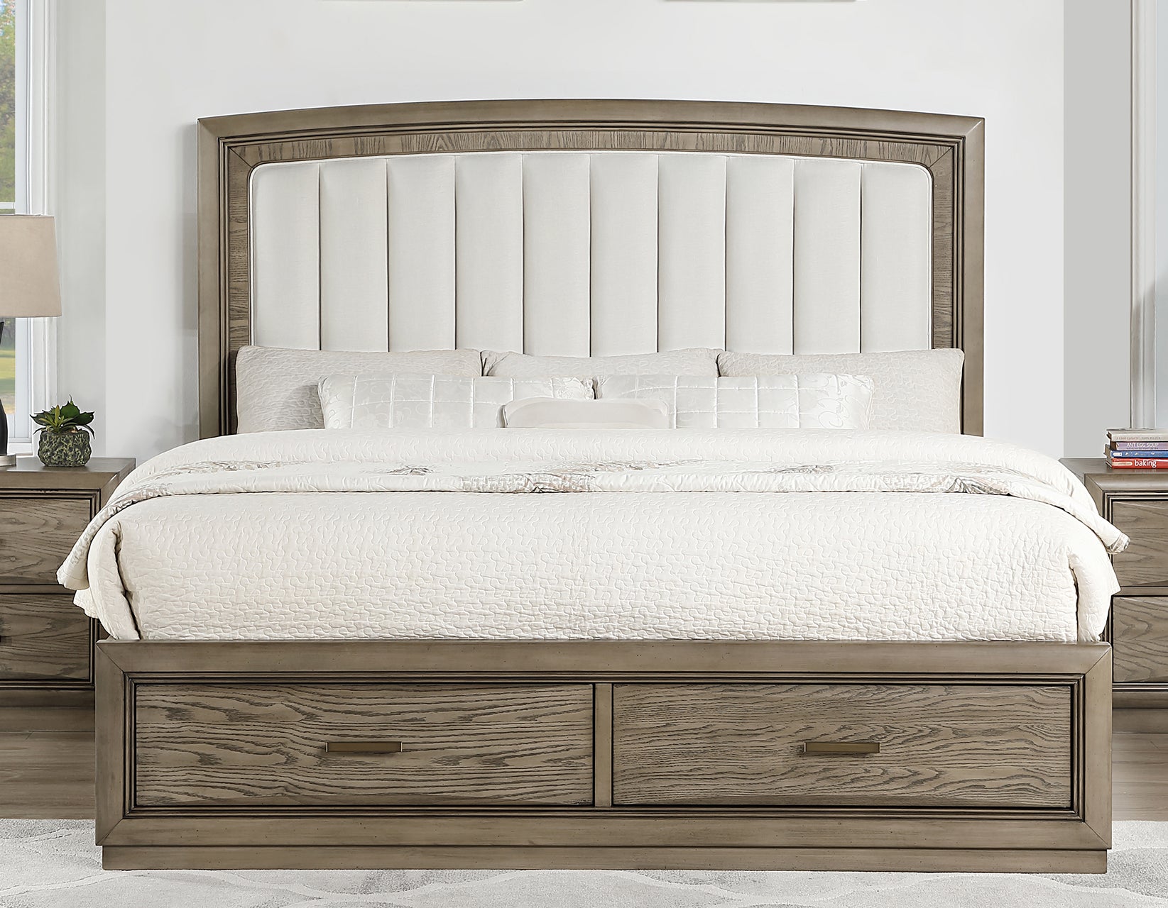 Sonoma Cocoa Gray Upholstered Storage Platform Bedroom Set from Steve Silver - Luna Furniture