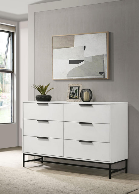 Sonora White 6-Drawer Bedroom Dresser from Coaster - Luna Furniture