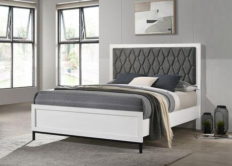 Sonora White Queen Upholstered Panel Bed from Coaster - Luna Furniture