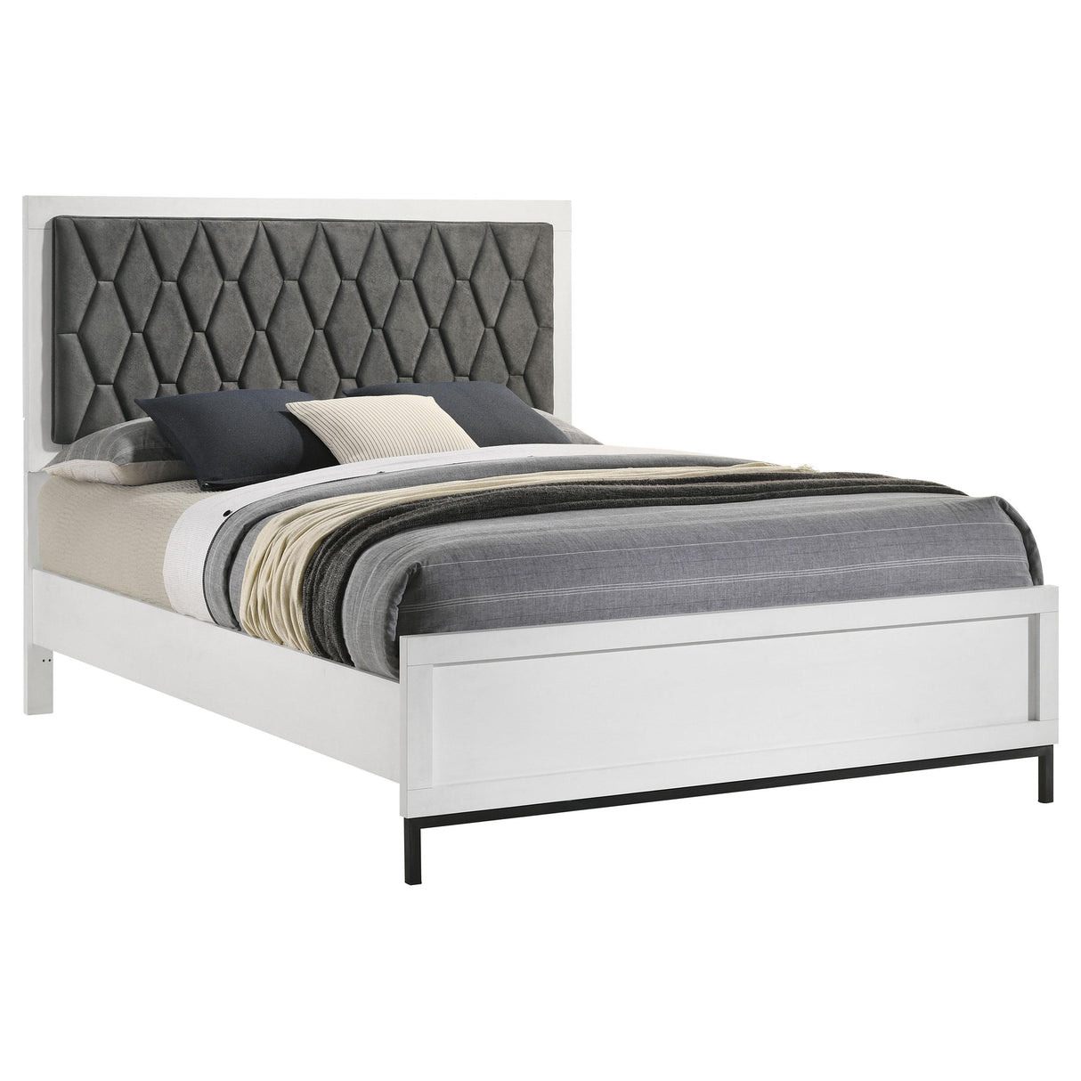 Sonora White Queen Upholstered Panel Bed from Coaster - Luna Furniture