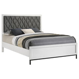 Sonora White Queen Upholstered Panel Bed from Coaster - Luna Furniture