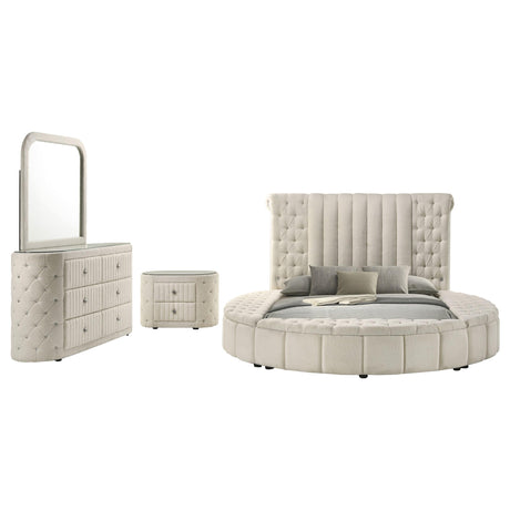 Sonya Ivory 4-Piece Upholstered Eastern King Bedroom Set from Coaster - Luna Furniture