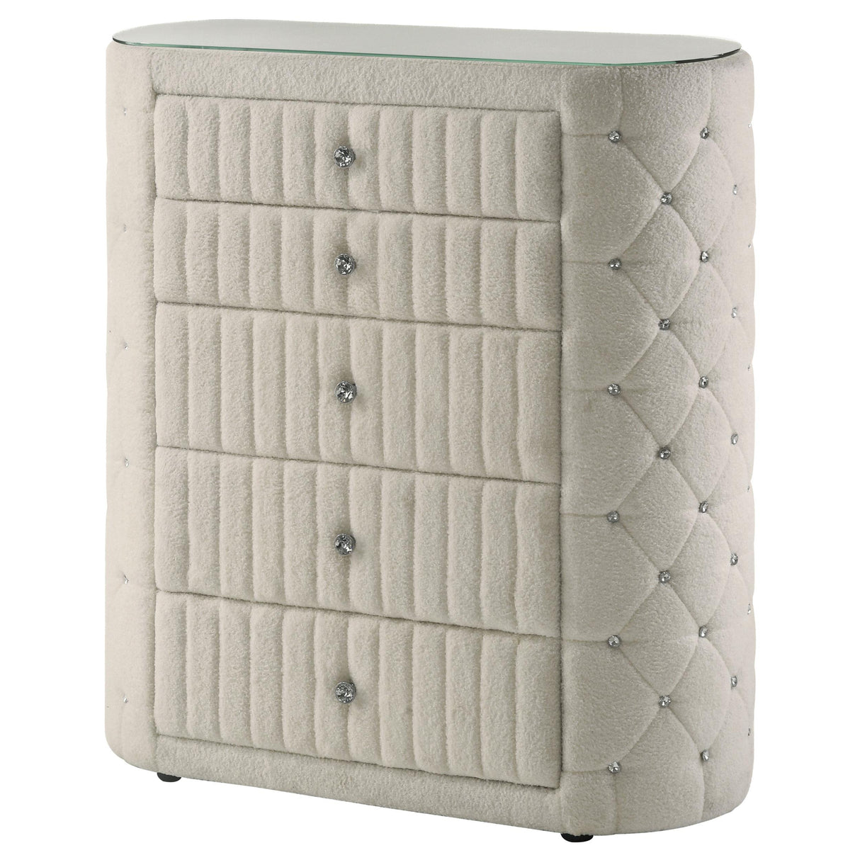 Sonya Ivory 5-Drawer Upholstered Bedroom Chest of Drawers from Coaster - Luna Furniture