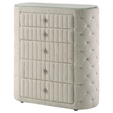 Sonya Ivory 5-Drawer Upholstered Bedroom Chest of Drawers from Coaster - Luna Furniture