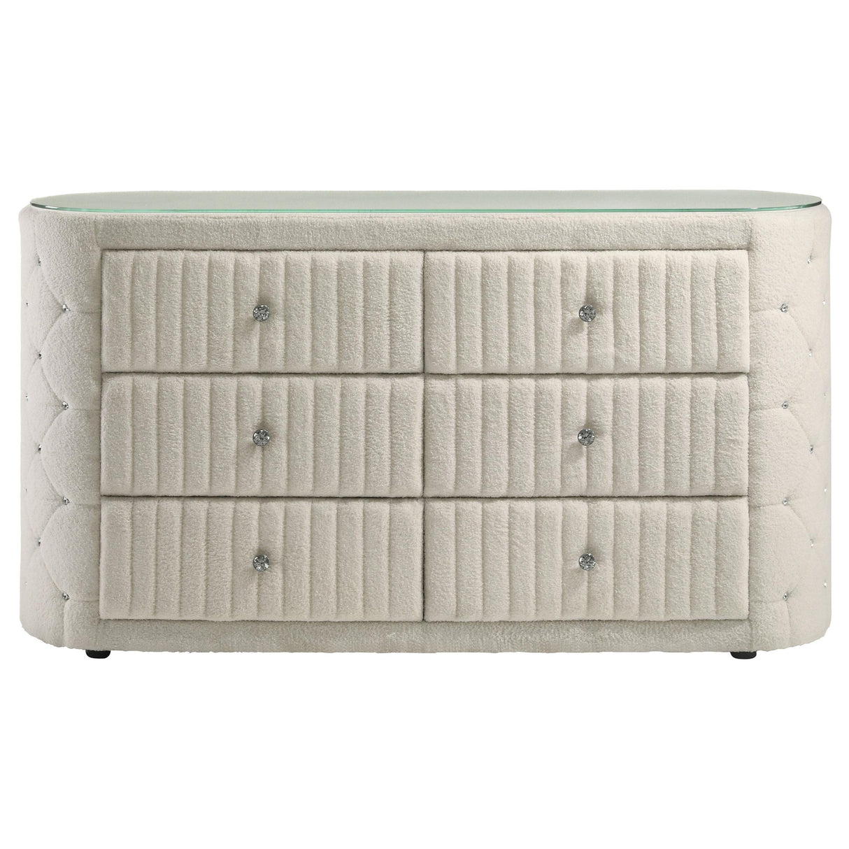Sonya Ivory 6-Drawer Upholstered Bedroom Dresser from Coaster - Luna Furniture
