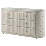 Sonya Ivory 6-Drawer Upholstered Bedroom Dresser from Coaster - Luna Furniture