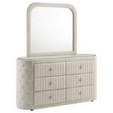 Sonya Ivory 6-Drawer Upholstered Bedroom Dresser with Mirror from Coaster - Luna Furniture
