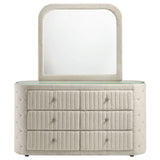 Sonya Ivory 6-Drawer Upholstered Bedroom Dresser with Mirror from Coaster - Luna Furniture