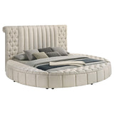 Sonya Ivory Upholstered Eastern King Round Storage Bed from Coaster - Luna Furniture