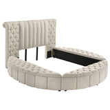 Sonya Ivory Upholstered Queen Round Storage Bed from Coaster - Luna Furniture