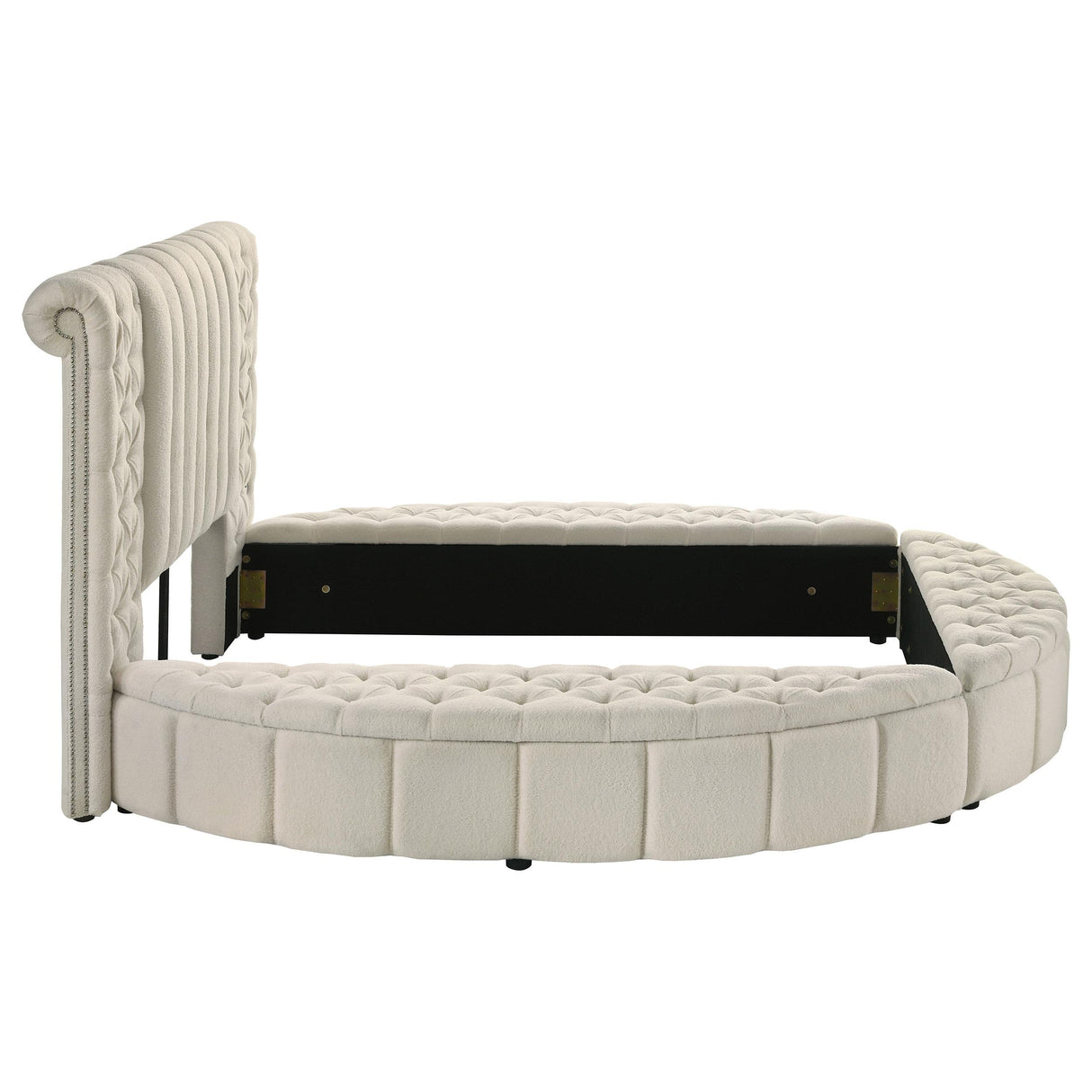 Sonya Ivory Upholstered Queen Round Storage Bed from Coaster - Luna Furniture