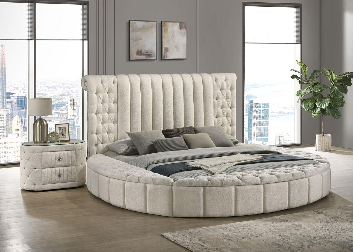 Sonya Ivory Upholstered Queen Round Storage Bed from Coaster - Luna Furniture