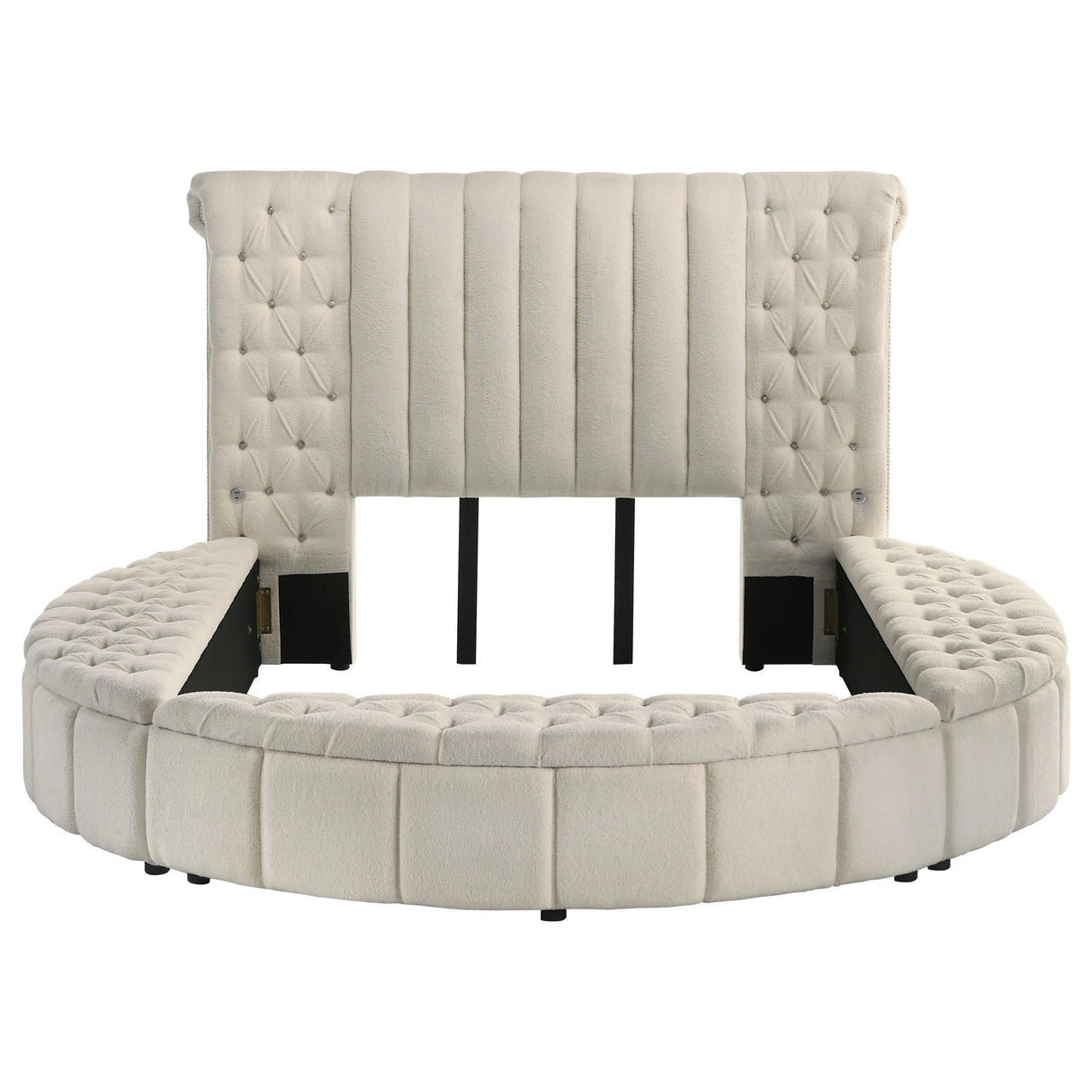 Sonya Ivory Upholstered Queen Round Storage Bed from Coaster - Luna Furniture
