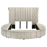 Sonya Ivory Upholstered Queen Round Storage Bed from Coaster - Luna Furniture