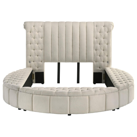 Sonya Ivory Upholstered Queen Round Storage Bed from Coaster - Luna Furniture