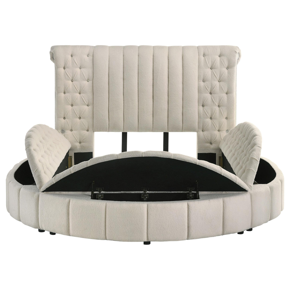 Sonya Ivory Upholstered Queen Round Storage Bed from Coaster - Luna Furniture