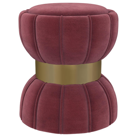 Sora Pink Upholstered Round Ottoman from Coaster - Luna Furniture