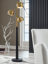 Sorcha Gold Finish/Black Floor Lamp from Ashley Furniture - Luna Furniture