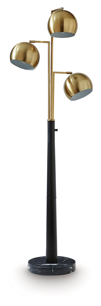 Sorcha Gold Finish/Black Floor Lamp from Ashley - Luna Furniture