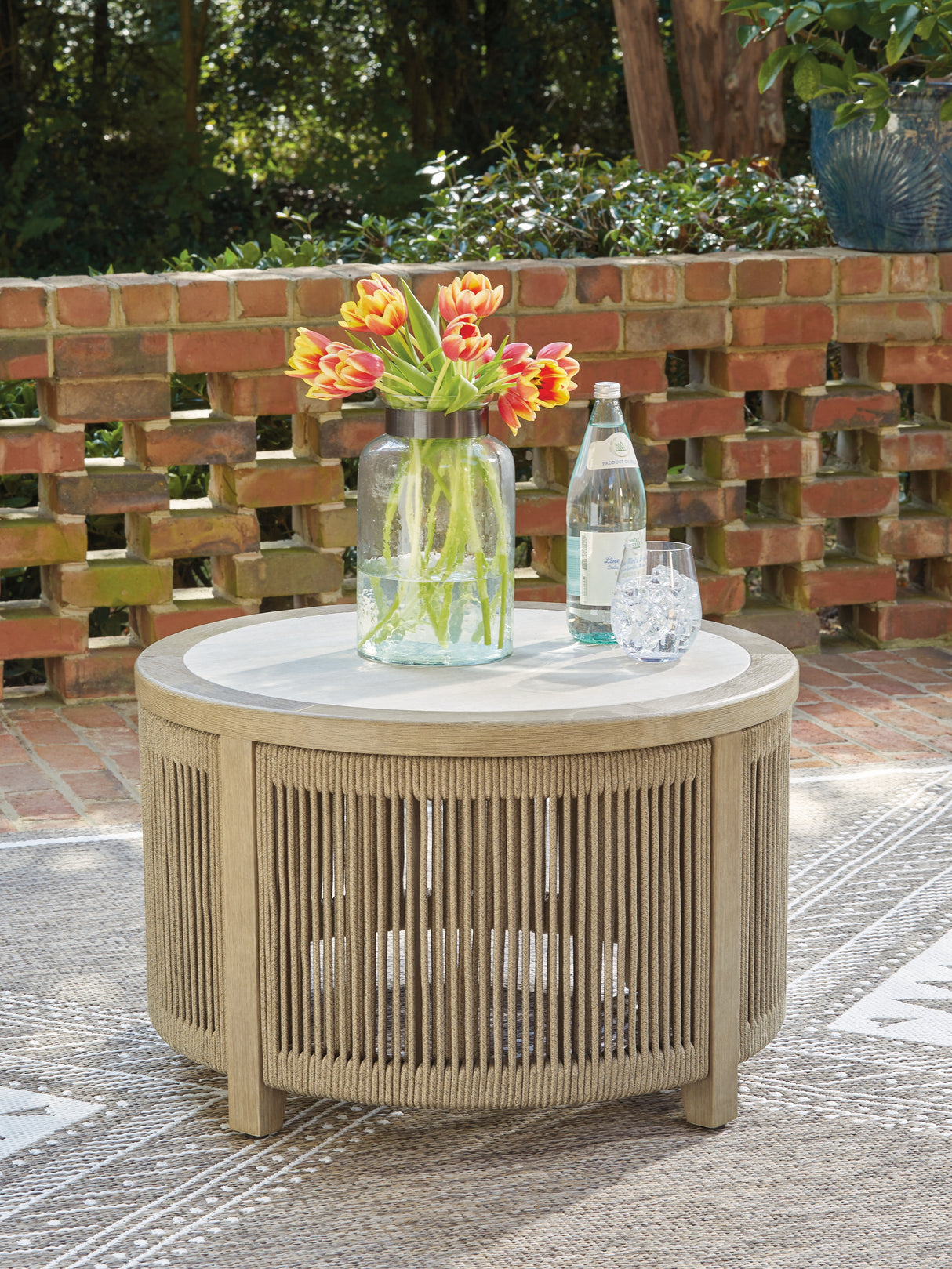 Spooners Cove Beige Outdoor Coffee Table from Ashley - Luna Furniture