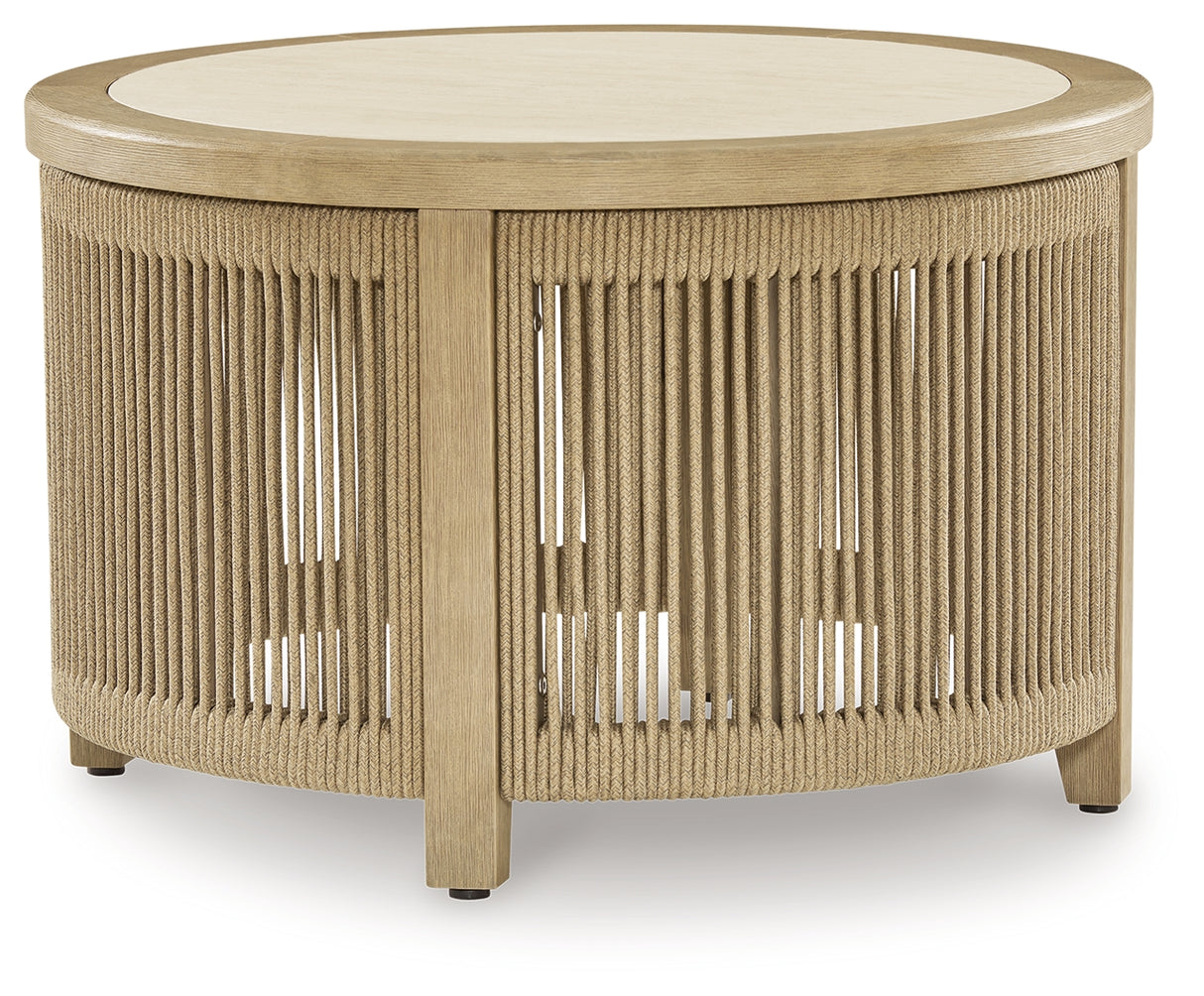 Spooners Cove Beige Outdoor Coffee Table from Ashley - Luna Furniture
